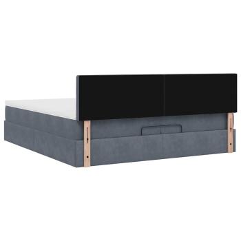 Ottoman-Bett mit Matratze Dunkelgrau 200x200 cm Samt