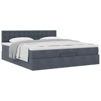 Ottoman-Bett mit Matratze Dunkelgrau 200x200 cm Samt