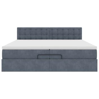 Ottoman-Bett mit Matratze Dunkelgrau 200x200 cm Samt