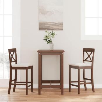 ARDEBO.de - Barhocker mit Kissen 2 Stk. Braun Massivholz Gummibaum