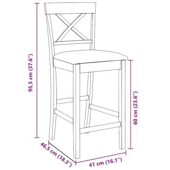 Barhocker mit Kissen 2 Stk. Braun Massivholz Gummibaum