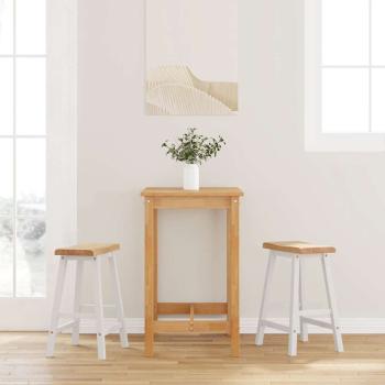 ARDEBO.de - Barhocker 2 Stk. Weiß Massivholz Gummibaum