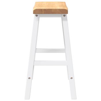 Barhocker 2 Stk. Weiß Massivholz Gummibaum