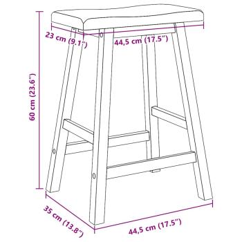Barhocker 2 Stk. Weiß Massivholz Gummibaum