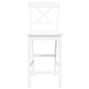 Barhocker 2 Stk. Weiß Massivholz Gummibaum