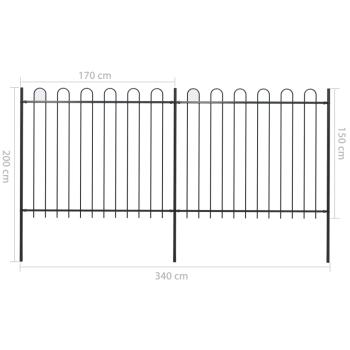 Gartenzaun mit Bügel-Design Stahl 3,4 x 1,5 m Schwarz