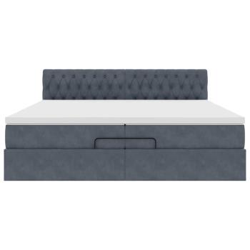 Ottoman-Bett mit Matratzen & LEDs Dunkelgrau 200x200 cm Samt