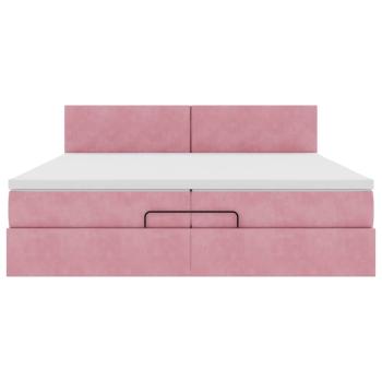 Ottoman-Bett mit Matratzen & LEDs Rosa 200x200 cm Samt