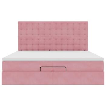 Ottoman-Bett mit Matratzen Rosa 200x200 cm Samt
