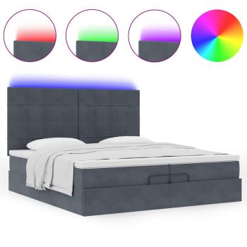 Ottoman-Bett mit Matratzen & LEDs Dunkelgrau 200x200 cm Samt