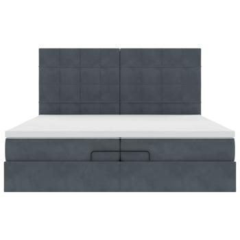 Ottoman-Bett mit Matratzen & LEDs Dunkelgrau 200x200 cm Samt