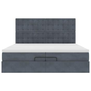 Ottoman-Bett mit Matratzen & LEDs Dunkelgrau 200x200 cm Samt