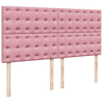 Ottoman-Bett mit Matratzen & LEDs Rosa 200x200 cm Samt