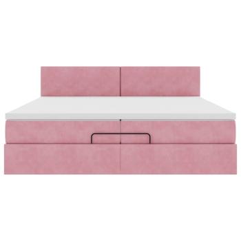 Ottoman-Bett mit Matratze Rosa 200x200 cm Samt