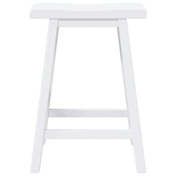 Barhocker 2 Stk. Weiß Massivholz Gummibaum