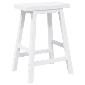 Barhocker 2 Stk. Weiß Massivholz Gummibaum
