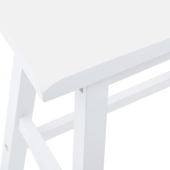 Barhocker 2 Stk. Weiß Massivholz Gummibaum
