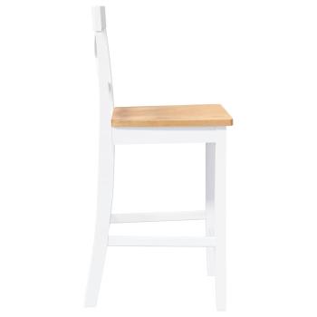 Barhocker 2 Stk. Weiß Massivholz Gummibaum