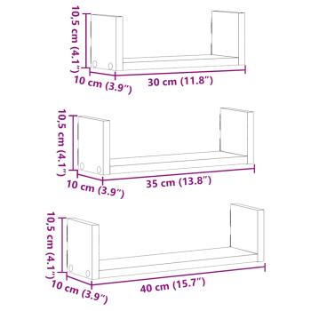 Wandregale 3 Stk. Schwarz Eichen-Optik Holzwerkstoff