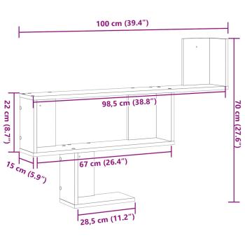 Wandregal Schwarz Eichen-Optik 100x15x70 cm Holzwerkstoff