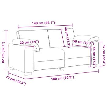 Zweisitzer-Sofa Hellgrau 140 cm Samt
