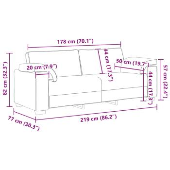 3-Sitzer-Sofa Dunkelgrau 178 cm Samt