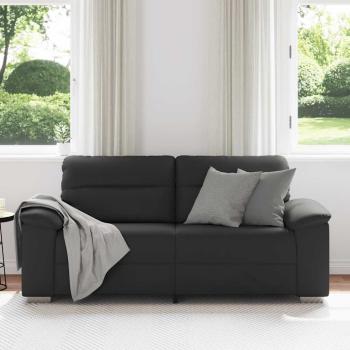 2-Sitzer-Sofa Schwarz 140 cm Kunstleder