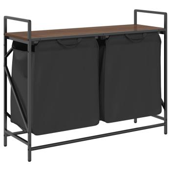 Wäschekorb 2 Fächer mit Ablage Braun Eichen-Optik