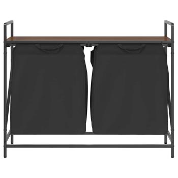 Wäschekorb 2 Fächer mit Ablage Braun Eichen-Optik