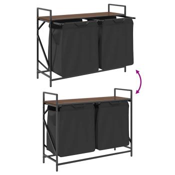 Wäschekorb 2 Fächer mit Ablage Braun Eichen-Optik