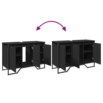 Waschbeckenunterschrank Schwarz 91x35x60 cm Holzwerkstoff
