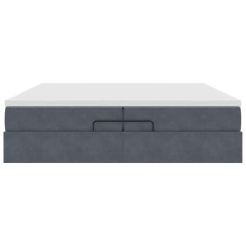 Ottoman-Bett mit Matratzen Dunkelgrau 200x200 cm Samt