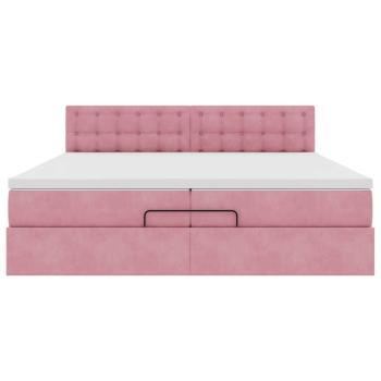 Ottoman-Bett mit Matratzen & LEDs Rosa 200x200 cm Samt