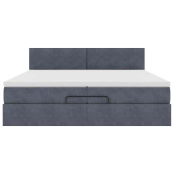 Ottoman-Bett mit Matratzen & LEDs Dunkelgrau 200x200 cm Samt