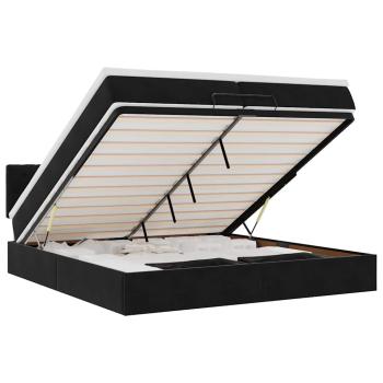 Ottoman-Bett mit Matratzen & LEDs Schwarz 200x200 cm Samt