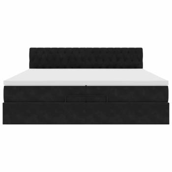 Ottoman-Bett mit Matratzen & LEDs Schwarz 200x200 cm Samt