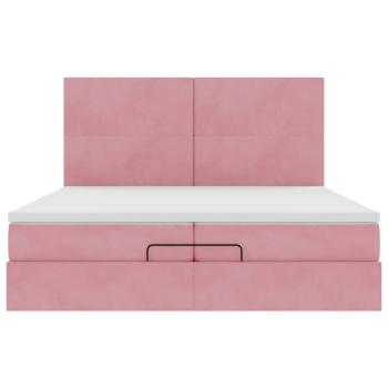 Ottoman-Bett mit Matratzen & LEDs Rosa 200x200 cm Samt