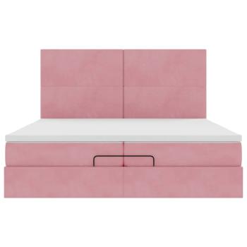 Ottoman-Bett mit Matratzen Rosa 200x200 cm Samt