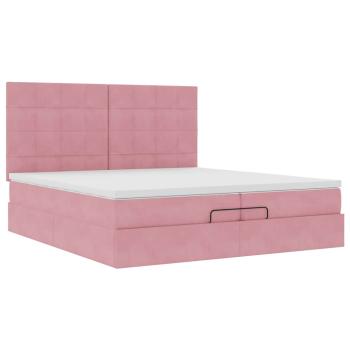 ARDEBO.de - Ottoman-Bett mit Matratzen Rosa 200x200 cm Samt
