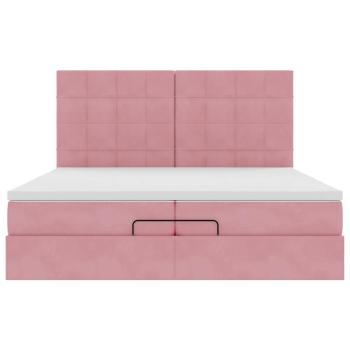 Ottoman-Bett mit Matratzen Rosa 200x200 cm Samt
