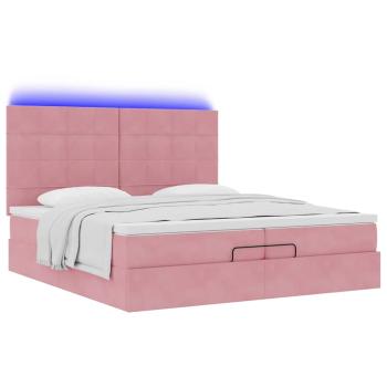 Ottoman-Bett mit Matratzen & LEDs Rosa 200x200 cm Samt