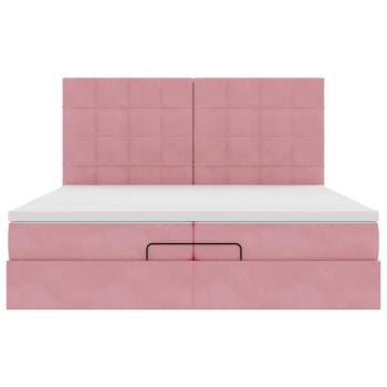Ottoman-Bett mit Matratzen & LEDs Rosa 200x200 cm Samt