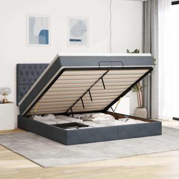 ARDEBO.de - Ottoman-Bett mit Matratzen & LEDs Dunkelgrau 200x200 cm Samt