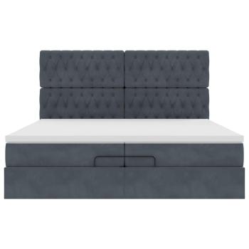 Ottoman-Bett mit Matratzen & LEDs Dunkelgrau 200x200 cm Samt