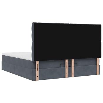 Ottoman-Bett mit Matratzen & LEDs Dunkelgrau 200x200 cm Samt