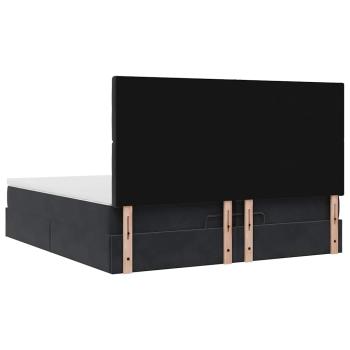 Ottoman-Bett mit Matratzen & LEDs Schwarz 200x200 cm Samt