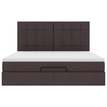Ottoman-Bett mit Matratze & LEDs Dunkelbraun 160x200 cm Stoff