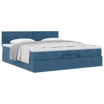 Ottoman-Bett mit Matratze Dunkelblau 200x200 cm Samt