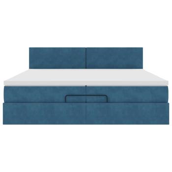 Ottoman-Bett mit Matratze Dunkelblau 200x200 cm Samt