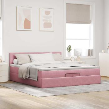 Ottoman-Bett mit Matratze Rosa 200x200 cm Samt